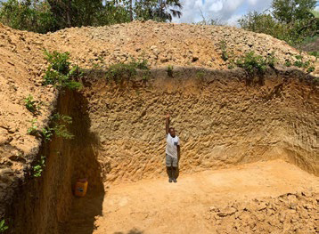 Escavação para uma cave de terra